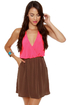 LULUS Exclusive Back Beauty Neon Pink and Brown Dress
